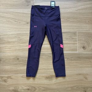 Under Armour Women’s Dark Purple Leggings with Pink Highlights